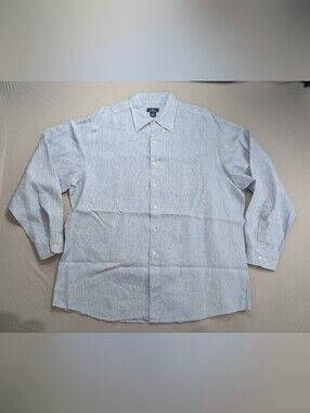 Vintage Brooks Brothers 346 100% Linen Shirt Mens XL Light Blue Button Down
